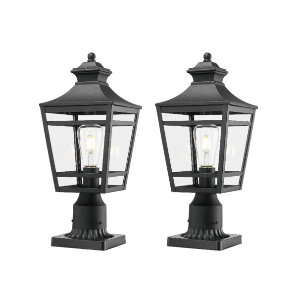 Large Outdoor Post Lights Lamp Post Light Fixture, 18.1inch Waterproof Aluminum Post Lamp with Clear Glass, Fence Post Deck Lighting for Garden, Patio, Pathway (2 pack)