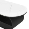 Luxury Modern Oval Coffee Table, 47.24'' Coffee Table with Storage Drawer, Faux Marble Top, Black Metal Center Table for Living Room
