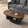 Luxury Industrial Oval Coffee Table, 47.24'' Coffee Table with Storage Drawer, Black Metal Center Table for Living Room