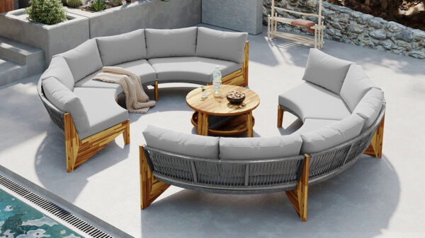 U_STYLE 6 - Person Outdoor Seating Group with Cushions and A Coffee Table(old sku:WY000379AAE)