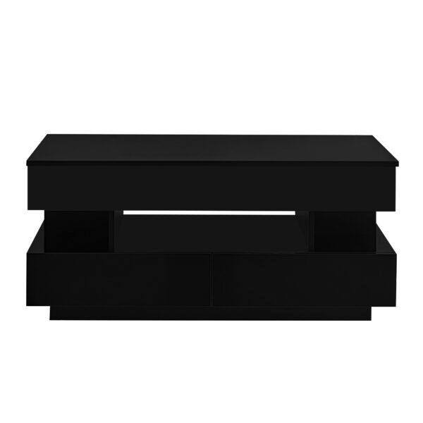U-Can Lift-Top Coffee Table with 2 Drawers, Modern Coffee Table with Adequate Hidden Compartment, Multi-Functional Lift-Top Coffee Table with High-Gloss Finish for Living Room
