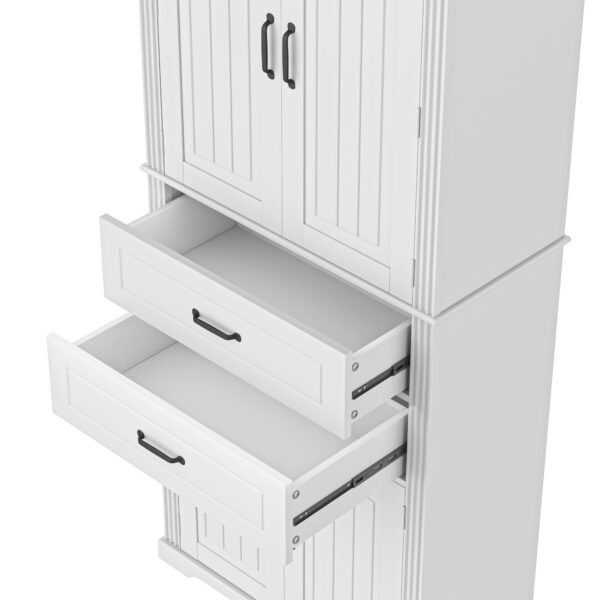 Storage Cabinet with Multi-Functional Storage Space for Kitchen/Bathroom/Dining Room/Living Room , 2 Drawers with Slide Rails, Adjustable Shelf, White