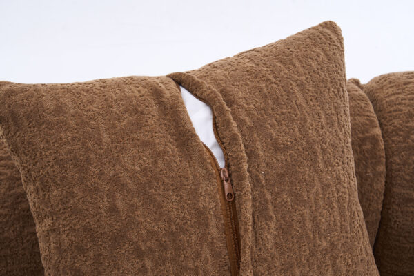 37d4f688a2af49579a5c252c62eb0735_fcd456a67cd4246217127ca51d23cb81 LY-025 Curved Sofa Toffee Caramel Full Compression Sponge Sectional, 30D Chenille Modular Couch for Apartment & Living Room, 800 lbs 110"L, 60 Firmness with 4 Pillows