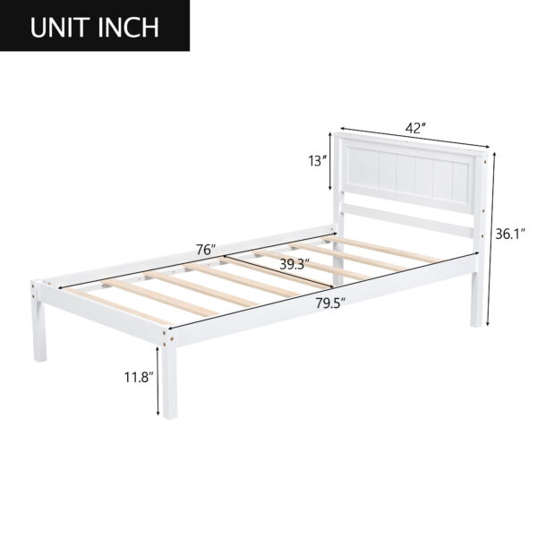 Platform Bed Frame with Headboard, Wood Slat Support, No Box Spring Needed,Twin, White(OLD SKU:WF191418AAK)