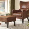 Mirod Hi-back Vintage Distressed Lounge Chair with Ottoman,Classic Tufted Design & Nailhead Trim for Living Room, Study, Bedroom