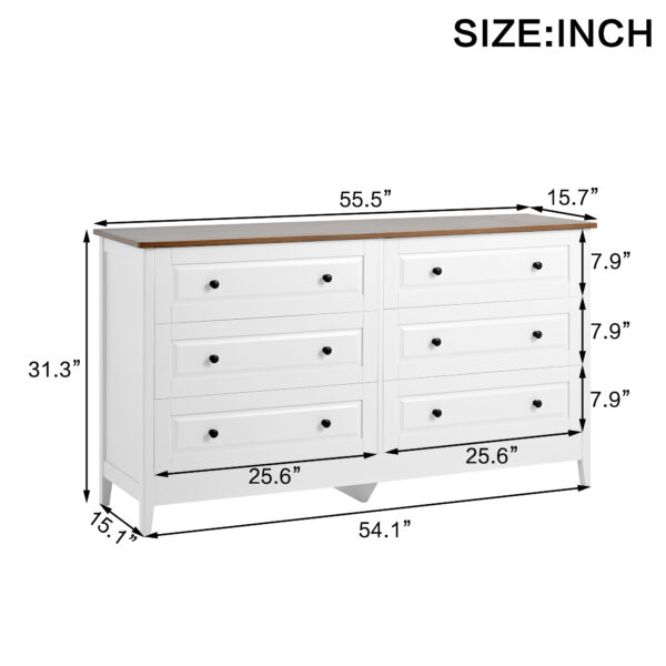 3a33df8723594318ba3dbc004889a111_416e96f662852cbe7fb568a80c350986 White Dresser for Bedroom, 6 Drawer Dresser with Wide Drawer and Metal Handles, White Dresser, Wood Dressers & Chests of Drawers for Hallway, Entryway.