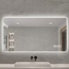 Wall mounted LED lighting mirror/bathroom mirror/full-length mirror/makeup mirror, three color lighting+dimming+IP44 waterproof+anti fog+touch switch 24 × 48 inches