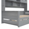 Twin Size Wooden Daybed With Twin Size Trundle, and All-in-One Cabinet and Shelf, Gray
