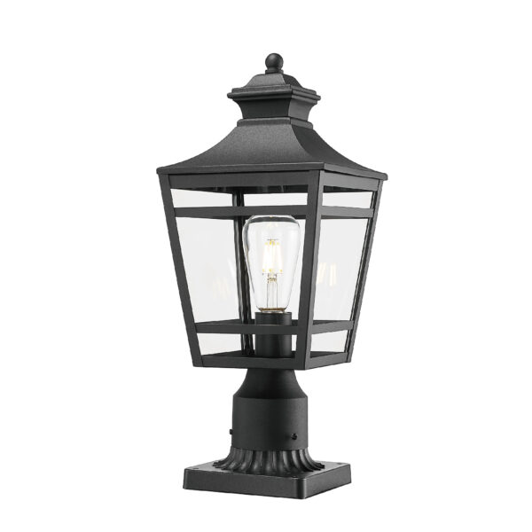 Large Outdoor Post Lights Lamp Post Light Fixture, 18.1inch Waterproof Aluminum Post Lamp with Clear Glass, Fence Post Deck Lighting for Garden, Patio, Pathway (2 pack)