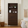 Shoe Cabinet with 3 Flip Drawers,Narrow Shoe Rack Cabinet, Entryway Shoe Storage Cabinet with Open Shelves, Freestanding Hidden Shoe Rack Organizer with Solid Wood Legs for Hallway, Living Room, Large