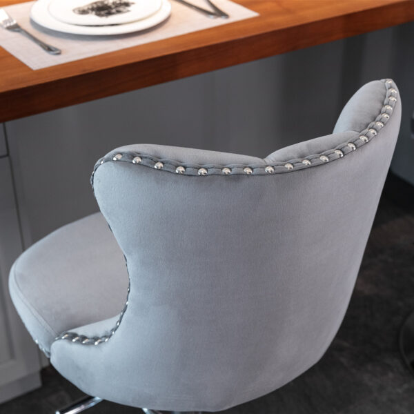 Swivel Velvet Barstools Adjusatble Seat Height from 25-33 Inch, Chrome base Bar Stools with Backs Comfortable Tufted for Home Pub and Kitchen Island,Set of 2,  AS1712GY, Gray