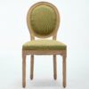 A&A Furniture,French Style Solid Wood Frame Antique Painting Linen Fabric Back Dining Chair,Set of 2,SW1845OL,Olive Green