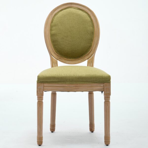 A&A Furniture,French Style Solid Wood Frame Antique Painting Linen Fabric Back Dining Chair,Set of 2,SW1845OL,Olive Green