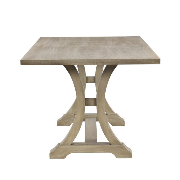 TREXM 6-Piece Farmhouse Dining Table Set, Rectangular Trestle Table and 4 Upholstered Chairs & Bench for Dining Room (Natural Wood Wash)