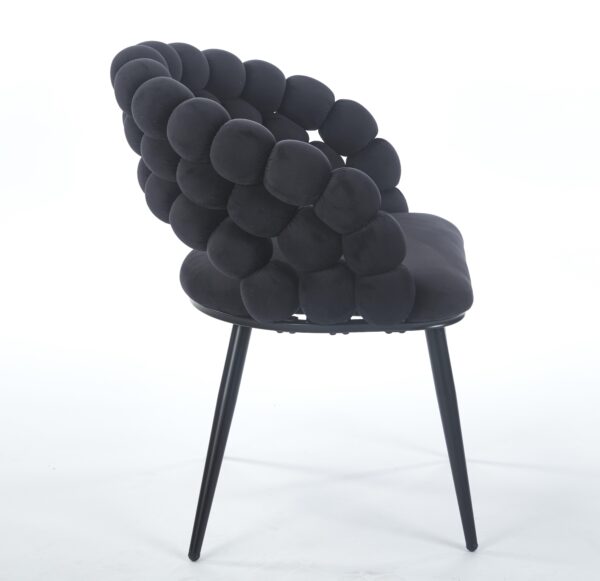 Black Modern chair(set of 2 ) with golden color iron tube legs,  soft cushions and comfortable backrest, suitable for dining room, living room, cafe,hairball back