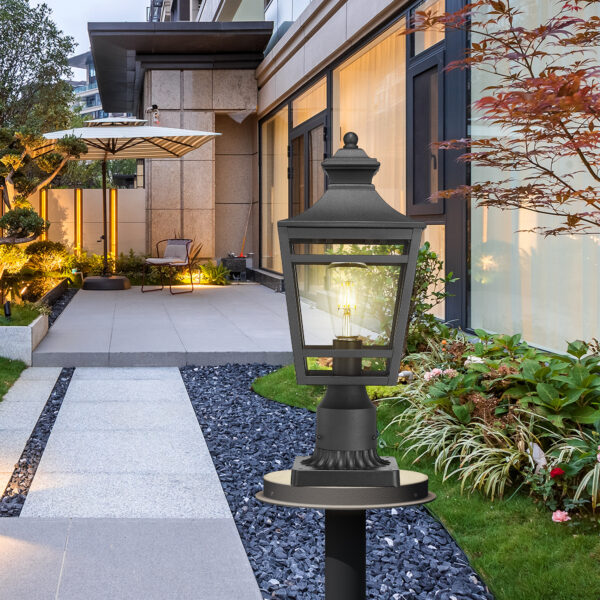 Large Outdoor Post Lights Lamp Post Light Fixture, 18.1inch Waterproof Aluminum Post Lamp with Clear Glass, Fence Post Deck Lighting for Garden, Patio, Pathway (2 pack)