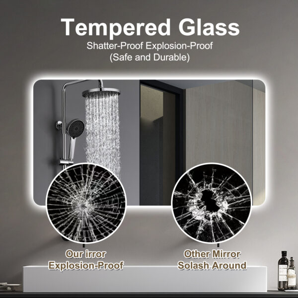 3fb0022e2d1e44ee849e26baa6ecf8b4_0a679a518a15df66672f1e97fa204655 Wall mounted LED lighting mirror/bathroom mirror/full-length mirror/makeup mirror, three color lighting+dimming+IP44 waterproof+anti fog+touch switch 24 × 48 inches