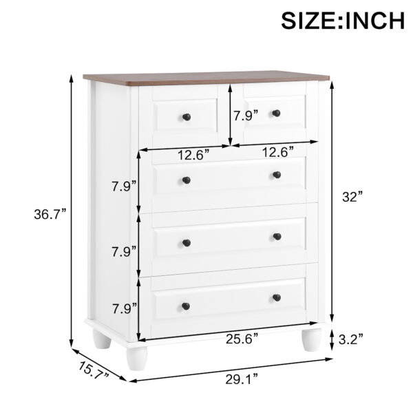 40391f2426b94d46bdebf38ea392182a_fecd47eccdf98010c6e0e8851a4f84de White Dresser with 5 Drawers, Tall Chest of Drawers, 5 Drawer Dresser with Deep Space, Wood Storage Cabinet for Living Room, Hallway, Office, White