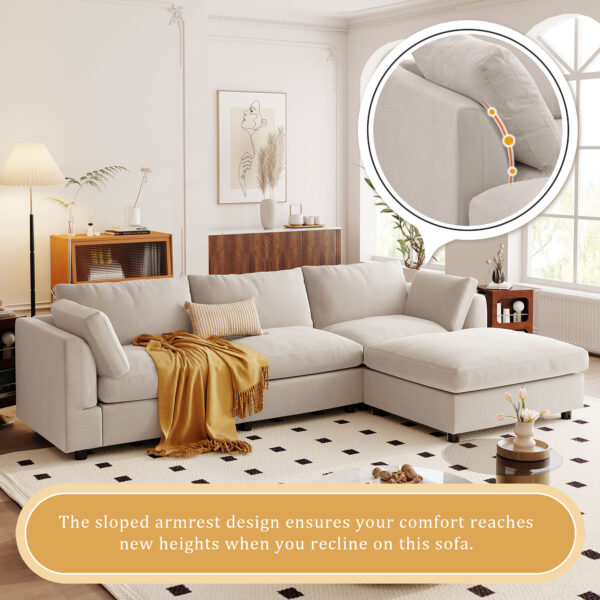 U_STYLE Upholstery Convertible Sectional Sofa, L Shaped Couch with Reversible Chaise