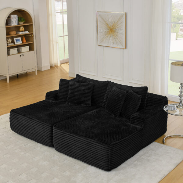 40c4fc6d3c1a493f849178a70a996569_a447f198e9670958c3921272e169435e Two-seater lazy sofa lounge chair,Compressed sofa no assembly required, made of velvet fabric, fluffy modern lounge chair, used for indoor living rooms and bedrooms-Black