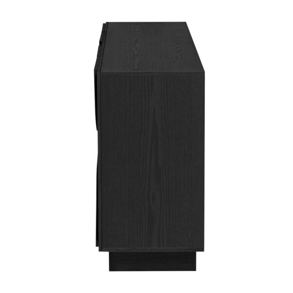 TREXM 4-Door Large Storage Sideboard, Wood Sideboard Cabinet with Semi-Circular Handles and Adjustable Shelves for Dining Room, Kitchen, and Living Room (Black)