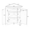 White Triangle Bathroom Storage Cabinet with Adjustable Shelves, Freestanding Floor Cabinet for Home Kitchen