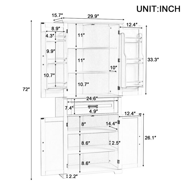 Bathroom Storage Cabinet with Doors and Drawer, Multiple Storage Space, Adjustable Shelf, Grey (Old Sku:WF308204AAE)