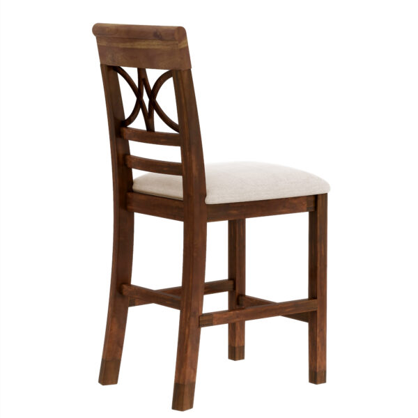 TOPMAX 6-Piece Wood Counter Height Dining Table Set with Storage Shelf, Kitchen Table Set with Bench and 4 Chairs,Rustic Style, Walnut+Beige Cushion (old sku: SH000257AAD)