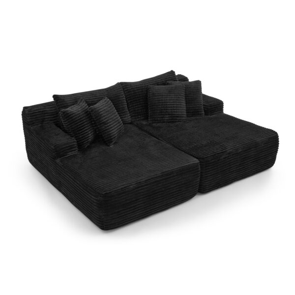 42d5e602c5514497a8dc289c827d4d27_73012b55486c69c80fbc0e6657c74cf8 Two-seater lazy sofa lounge chair,Compressed sofa no assembly required, made of velvet fabric, fluffy modern lounge chair, used for indoor living rooms and bedrooms-Black