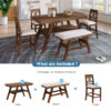 TOPMAX 6-Piece Wood Counter Height Dining Table Set with Storage Shelf, Kitchen Table Set with Bench and 4 Chairs,Rustic Style, Walnut+Beige Cushion (old sku: SH000257AAD)