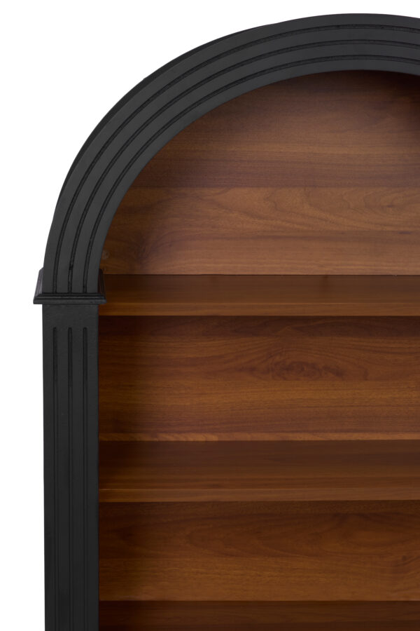 Bookcase, 4-Shelf Tall Bookshelf, 45.66" Wood Open Display Floor Arched Bookcase, Large Storage Organizer for Library, Bedroom, and Living Room (Black)