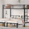 Twin over Twin & Twin Bunk Beds for 3, Twin XL over Twin & Twin Bunk Bed Metal Triple Bunk Bed, Black