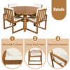 5-Piece Outdoor Patio Dining Set Acacia Wood Outdoor Dining Set Patio Furniture Set with Four  Armchairs and a Table for Garden, Balcony, Backyard, Beige
