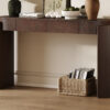 TREXM Entryway Table with Natural Wood Grain Finish, Console Table with Fluted Design, Oval Top and 2 Drawers for Entryway and Living Room (Espresso)
