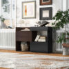 32.5''-58.8'' Extendable & Rotating Cabinet with 1 Drawer, 90-Degree Corner Cabinet, Multifuctional Storage Combination Cabinet for Living Room, Hallway, Entryway, Black & Walnut
