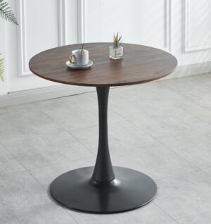 31.5"BLACK AND WALNUT Tulip Table Mid-century Dining Table for 2-4 people With Round Mdf Table Top, Pedestal Dining Table, End Table Leisure Coffee Table
