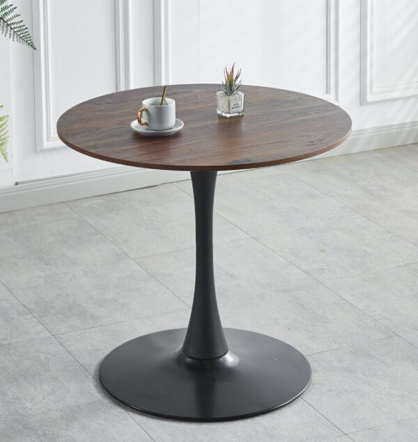 45b967bbcab048caa6f555a901fac573_20231225_cc9c0089f9cd0bafc45e480a7f7b639f 31.5"BLACK AND WALNUT Tulip Table Mid-century Dining Table for 2-4 people With Round Mdf Table Top, Pedestal Dining Table, End Table Leisure Coffee Table