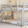 Twin Over Twin Bunk Bed with Slide and Ladder, Gray (Old SKU:LT000108AAE)