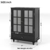 Minimalist Black Buffet Cabinet with Double Glass Doors and Drawer, Modern Wooden Storage Sideboard Cupboard for Living room, Dining Room Hallway Entryway(Black)