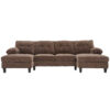 U-shaped Sectional Sofa 103.5" Chenille Fabric Couch with Dual Chaise Lounges, Storage Pockets and Armrest Pillows for Living Room, Brown
