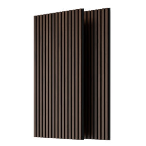 Wood Panels for Wall Slat Wall Panels, 2PC Wood Slat Acoustic Panels for Wall and Ceiling - 3D Fluted Sound Absorbing Panel with Three Sides Fully Wrapped on  Wood Finish -45.27''X23.62''(Dark walnut)