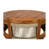27.95" Acacia Wood Outdoor Coffee Table - Handwoven Rope Accent Boho Patio Table with All-Weather Durability