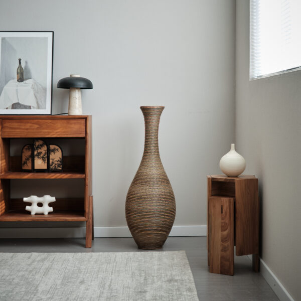 466906125aa140b6847198e508b22d85_9f23b84975e49d4e5def6de0ae5d12d3 39-inch Tall Artificial Rattan Floor Vase in Elegant Beige - Statement Piece for Living Room Decor, Entryway, or Hallway - Versatile Home Accent for Dried or Silk Floral Arrangements