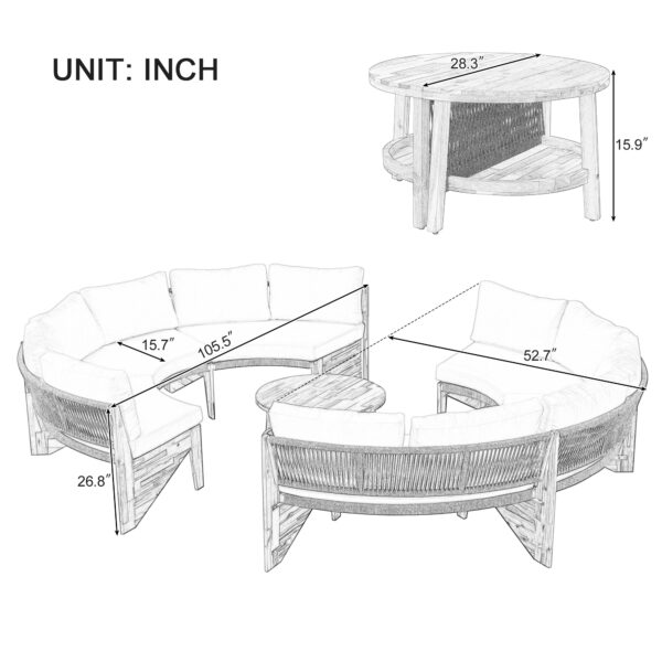 U_STYLE 6 - Person Outdoor Seating Group with Cushions and A Coffee Table(old sku:WY000379AAE)