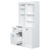 Bathroom Storage Cabinet with Tilt-Out Hamper, 70.9'' Tall Free Standing Organizer with Drawers & Adjustable Shelves, MDF Linen Tower with Steel Handles, White Finish