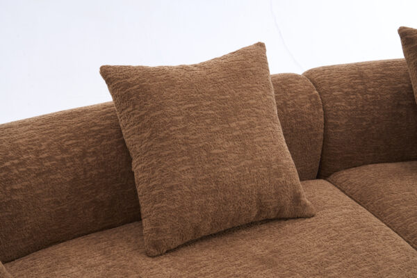 480ed852114f4ee68057f78e14c2bc38_95156fc8f6ce92955395b8a112b9f69c LY-025 Curved Sofa Toffee Caramel Full Compression Sponge Sectional, 30D Chenille Modular Couch for Apartment & Living Room, 800 lbs 110"L, 60 Firmness with 4 Pillows