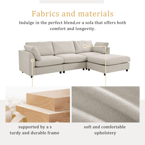 U_STYLE Upholstery Convertible Sectional Sofa, L Shaped Couch with Reversible Chaise