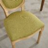 A&A Furniture,French Style Solid Wood Frame Antique Painting Linen Fabric Back Dining Chair,Set of 2,SW1845OL,Olive Green