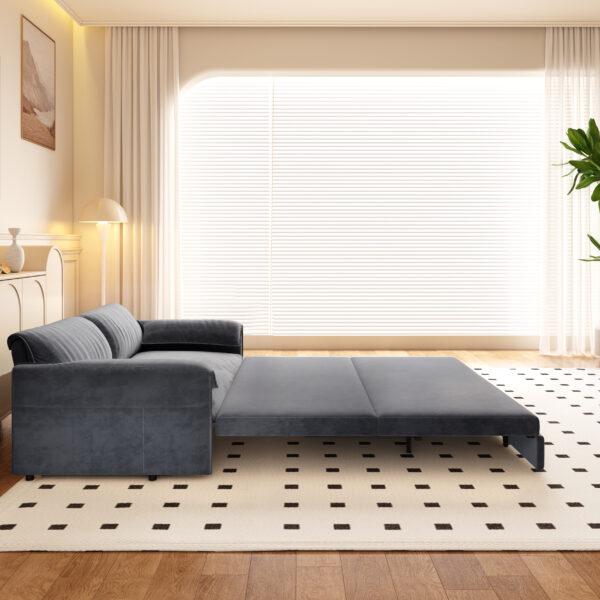 66" Queen Pull Out Sofa Bed, 3-in-1 Convertible Sleeper Sofa with Side Storage,Multi-Functional Velvet Loveseat Bed for Living Room,Bedroom,Apartment,Office.(Old Sku:W1885P154639/W1885P214785)