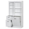 Bathroom Storage Cabinet with Tilt-Out Hamper, 70.9'' Tall Free Standing Organizer with Drawers & Adjustable Shelves, MDF Linen Tower with Steel Handles, White Finish